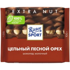 Шоколад молочный RITTER SPORT Цельный лесной орех, 100г в магазинах Лента