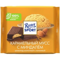 Шоколад молочный RITTER SPORT Карамельный мусс с миндалем, 100г в магазинах Лента