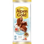 Шоколад молочный ALPEN GOLD с сушеным инжиром, кокосовой стружкой и соленым крекером, 85г