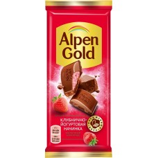 Шоколад молочный ALPEN GOLD с клубнично-йогуртовой начинкой, 85г в магазинах Лента