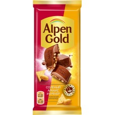 Шоколад молочный ALPEN GOLD с соленым арахисом и крекером, 85г в магазинах Лента
