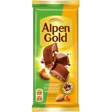 Шоколад молочный ALPEN GOLD с соленым миндалем и карамелью, 85г в магазинах Лента