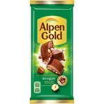 Шоколад молочный ALPEN GOLD с дробленым фундуком, 85г Шоколад молочный ALPEN GOLD с дробленым фундуком, 85г