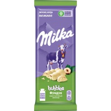 Шоколад белый MILKA Bubbles пористый c дробленым орехом, 79г в магазинах Лента