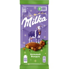 Шоколад молочный MILKA с цельным фундуком, 85г в магазинах Лента