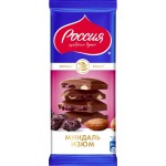 Шоколад молочный РОССИЯ ЩЕДРАЯ ДУША с миндалем и изюмом, 82г