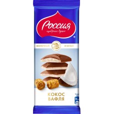 Шоколад молочный и белый РОССИЯ ЩЕДРАЯ ДУША с кокосом, 82г в магазинах Лента