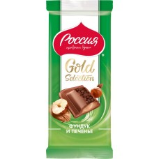 Шоколад молочный РОССИЯ ЩЕДРАЯ ДУША Gold Selection с начинкой из пасты фундука, 85г в магазинах Лента
