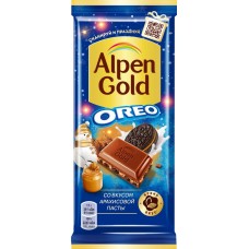 Шоколад молочный ALPEN GOLD Орео с начинкой со вкусом арахисовой пасты и кусочками печенья, 90г в магазинах Лента