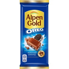 Шоколад молочный ALPEN GOLD Орео с начинкой со вкусом ванили и кусочками печенья, 90г в магазинах Лента