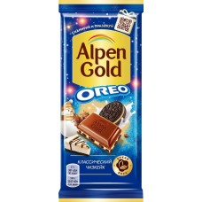 Шоколад молочный ALPEN GOLD Орео классический чизкейк с начинкой с добавлением сухого сыра и кусочками печенья, 90г в магазинах Лента