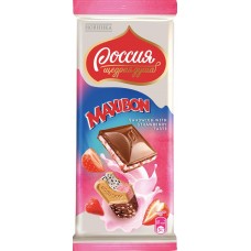 Шоколад молочный РОССИЯ ЩЕДРАЯ ДУША Maxibon sandwich with strawberry taste с двухслойной начинкой со вкусом клубники и печеньем, 80г в магазинах Лента