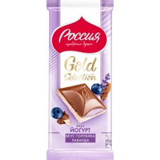 Шоколад молочный РОССИЯ ЩЕДРАЯ ДУША Gold Selection с йогуртовой начинкой с лавандой и вкусом голубики, 82г в магазинах Лента