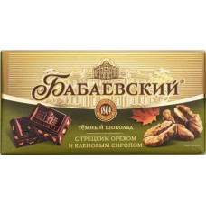 Шоколад БАБАЕВСКИЙ Темный с грецким орехом и кленовым сиропом, 90г в магазинах Лента