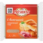 Сыр плавленый PRESIDENT Мастер бутерброда с ветчиной 40%, без змж, 150г