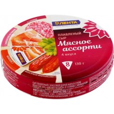 Сыр плавленый ЛЕНТА Мясное ассорти 50%, без змж, 130г в магазинах Лента