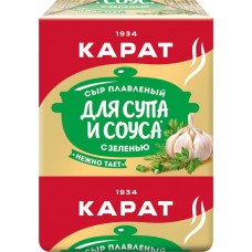 Сыр плавленый КАРАТ Для супа и соуса с зеленью 45%, без змж, 90г в магазинах Лента