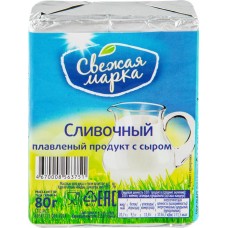 Продукт плавленый СВЕЖАЯ МАРКА Сливочный с сыром 45%, с змж, 80г в магазинах Лента