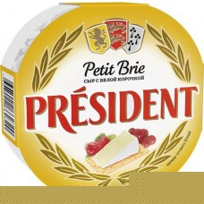 Сыр мягкий PRESIDENT Petit Brie с белой плесенью 60%, без змж, 125г в магазинах Лента