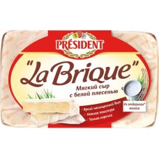 Сыр мягкий PRESIDENT La Brique с белой плесенью 45%, без змж, 200г в магазинах Лента