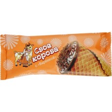 Десерт глазированный СВОЯ КОРОВА с варенкой в вафельном рожке 20%, с змж, 60г в магазинах Лента