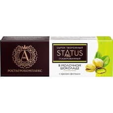 Сырок творожный глазированный А.РОСТАГРОКОМПЛЕКС Status с орехом фисташки в молочном шоколаде 26%, без змж, 50г в магазинах Лента