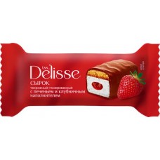 Сырок творожный глазированный DELISSE Клубника на печенье 26%, без змж, 40г в магазинах Лента