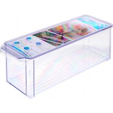 Органайзер для холодильника IDEA 10х30х10см, с крышкой, прозрачный, размер М Арт. 1585 в магазинах Лента