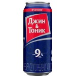 Напиток слабоалкогольный ОЧАКОВО Джин-тоник газированный 9%, 0.45л