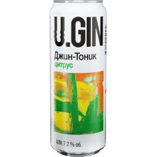 Напиток слабоалкогольный U.GIN Джин-тоник цитрус с соками лайма и лимона газированный 7,2%, 0.45л в магазинах Лента