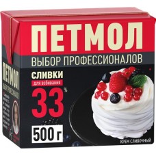 Сливки ультрапастеризованные ПЕТМОЛ Для взбивания 33%, без змж, 500г в магазинах Лента
