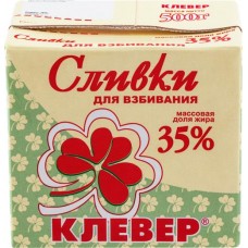 Сливки для взбивания КЛЕВЕР 35%, без змж, 500г в магазинах Лента