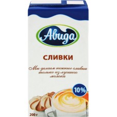 Сливки ультрапастеризованное МК АВИДА 10%, без змж, 200г в магазинах Лента