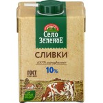 Сливки стерилизованные СЕЛО ЗЕЛЕНОЕ 10%, без змж, 500г