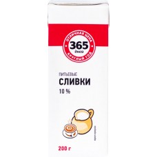 Сливки ультрапастеризованные 365 ДНЕЙ 10%, без змж, 200г в магазинах Лента