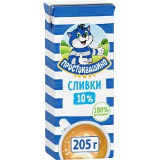 Сливки ультрапастеризованные ПРОСТОКВАШИНО 10%, без змж, 205г в магазинах Лента