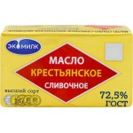 Масло сливочное ЭКОМИЛК Крестьянское 72,5% высший сорт, без змж, 180г