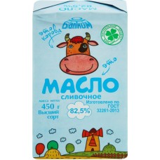 Масло сливочное БАЛТКОМ 82,5% высший сорт, без змж, 450г в магазинах Лента