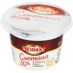 Сметана PRESIDENT 30%, без змж, 180г