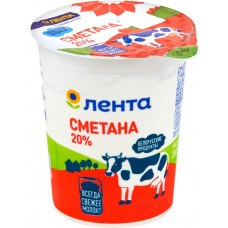 Сметана ЛЕНТА 20%, без змж, 380г в магазинах Лента