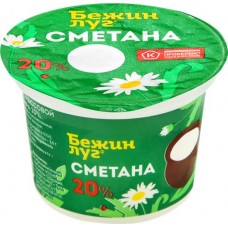 Сметана БЕЖИН ЛУГ 20%, без змж, 180г в магазинах Лента