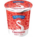 Сметана ЛЕБЕДЯНЬМОЛОКО 25%, без змж, 300г