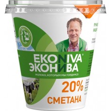 Сметана ЭКОНИВА 20%, без змж, 300г в магазинах Лента