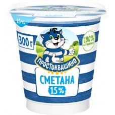 Сметана ПРОСТОКВАШИНО 15%, без змж, 300г в магазинах Лента