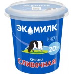 Сметана ЭКОМИЛК Сливочная 20%, без змж, 315г