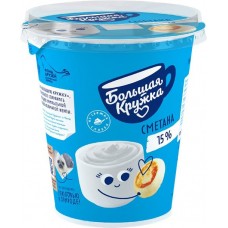 Сметана БОЛЬШАЯ КРУЖКА 15%, без змж, 300г в магазинах Лента