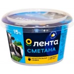 Сметана ЛЕНТА 15% ГОСТ, без змж, 180г