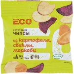 Чипсы овощные ЛЕНТА ЕСО Хрустящие, из картофеля, свеклы и моркови, 25г Чипсы овощные ЛЕНТА ЕСО Хрустящие, из картофеля, свеклы и моркови, 25г