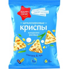 Чипсы цельнозерновые рисово-кукурузные HAPPY CRISP Сметана и лук, 50г в магазинах Лента
