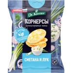 Чипсы рисово-кукурузные DR. KORNER цельнозерновые, со сметаной и зеленым луком, 50г Чипсы рисово-кукурузные DR. KORNER цельнозерновые, со сметаной и зеленым луком, 50г